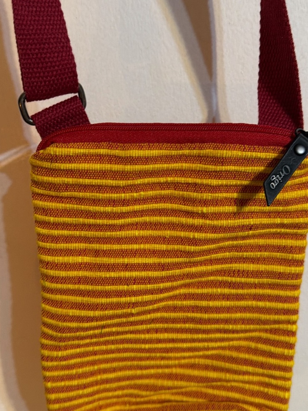 Striped Yellow and Red Crossbody Bag